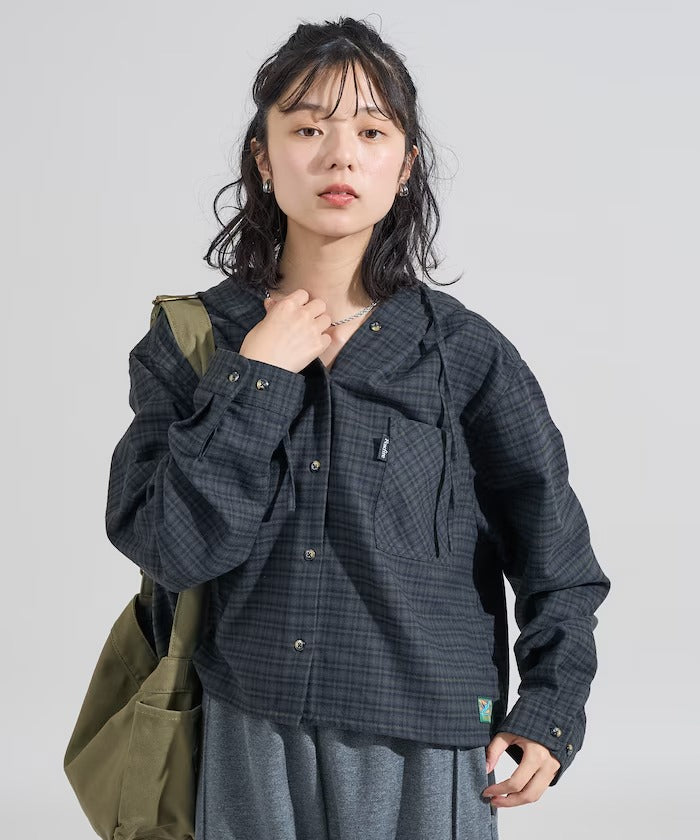Foxfire × FREAK'S STORE／女裝 連帽格紋法蘭絨襯衫（日本聯名限定）