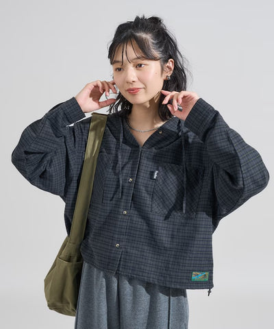 Foxfire × FREAK'S STORE／女裝 連帽格紋法蘭絨襯衫（日本聯名限定）