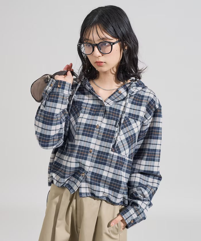 Foxfire × FREAK'S STORE／女裝 連帽格紋法蘭絨襯衫（日本聯名限定）