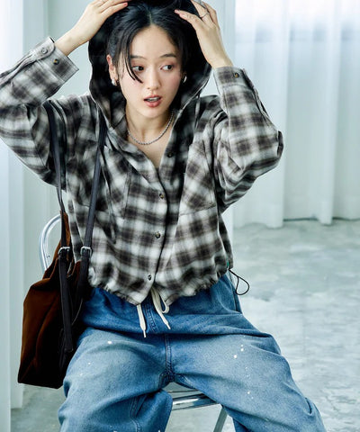 Foxfire × FREAK'S STORE／女裝 連帽格紋法蘭絨襯衫（日本聯名限定）