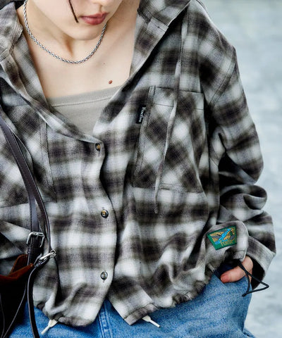 Foxfire × FREAK'S STORE／女裝 連帽格紋法蘭絨襯衫（日本聯名限定）