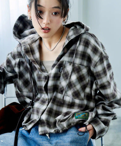 Foxfire × FREAK'S STORE／女裝 連帽格紋法蘭絨襯衫（日本聯名限定）