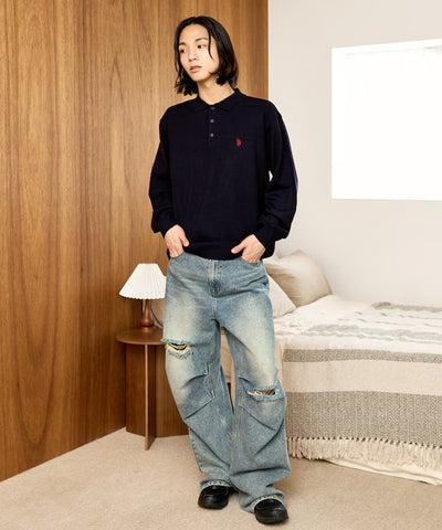 U.S. POLO ASSN. × PUBLUX / 刺繡Polo領針織衫（日本聯名限定）