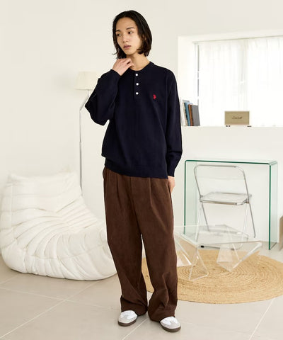 U.S. POLO ASSN. × PUBLUX / 單點刺繡亨利領針織衫（日本聯名限定）