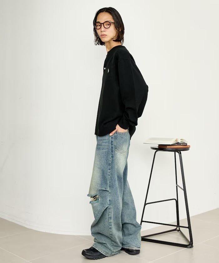 U.S. POLO ASSN. × PUBLUX / 單點刺繡亨利領針織衫（日本聯名限定）