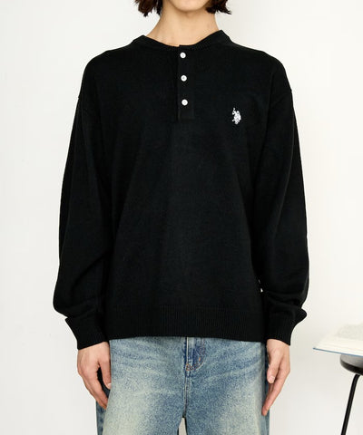 U.S. POLO ASSN. × PUBLUX / 單點刺繡亨利領針織衫（日本聯名限定）