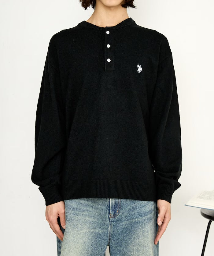 U.S. POLO ASSN. × PUBLUX / 單點刺繡亨利領針織衫（日本聯名限定）