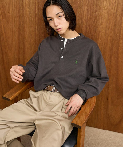 U.S. POLO ASSN. × PUBLUX / 單點刺繡亨利領針織衫（日本聯名限定）