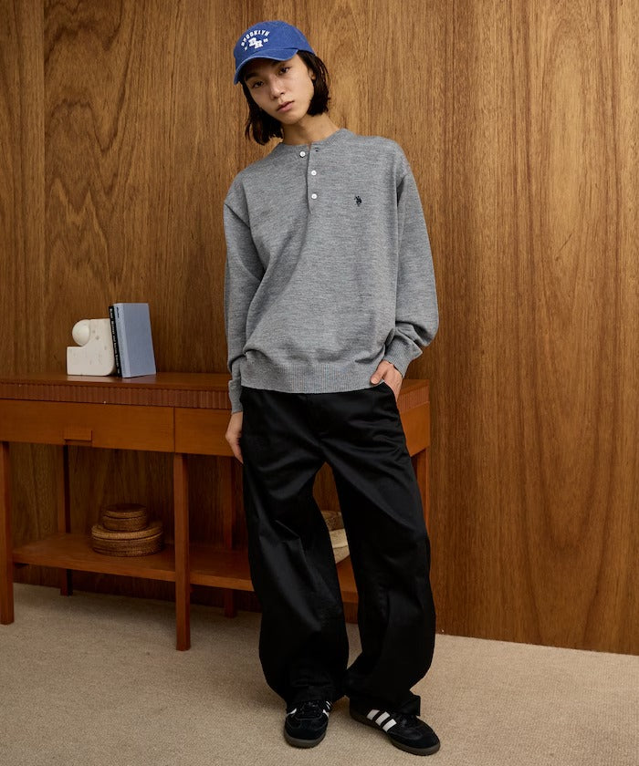 U.S. POLO ASSN. × PUBLUX / 單點刺繡亨利領針織衫（日本聯名限定）