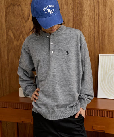 U.S. POLO ASSN. × PUBLUX / 單點刺繡亨利領針織衫（日本聯名限定）