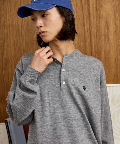 U.S. POLO ASSN. × PUBLUX / 單點刺繡亨利領針織衫（日本聯名限定）