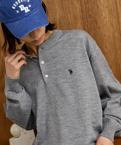 U.S. POLO ASSN. × PUBLUX / 單點刺繡亨利領針織衫（日本聯名限定）