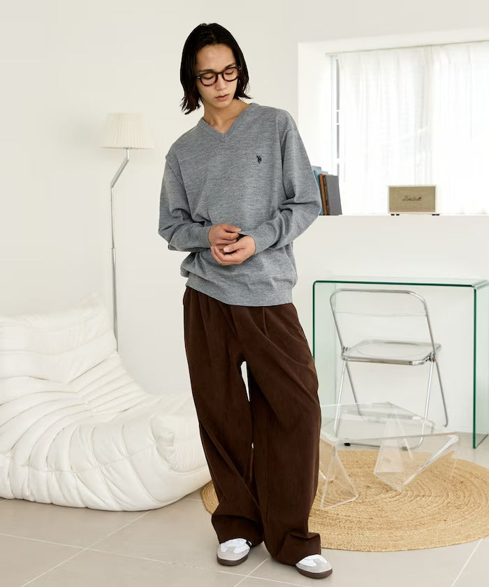 U.S. POLO ASSN. × PUBLUX / 刺繡V領針織衫（日本聯名限定）