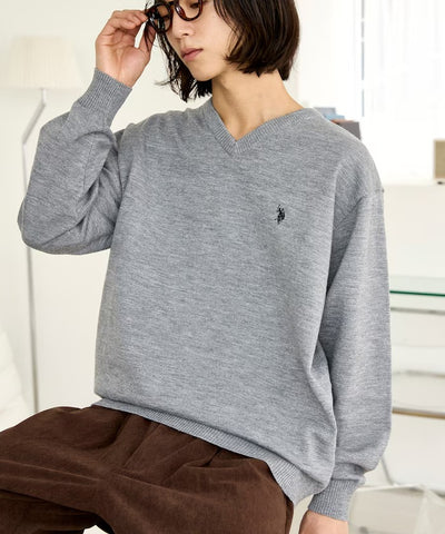 U.S. POLO ASSN. × PUBLUX / 刺繡V領針織衫（日本聯名限定）
