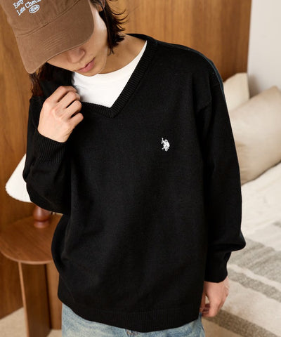 U.S. POLO ASSN. × PUBLUX / 刺繡V領針織衫（日本聯名限定）