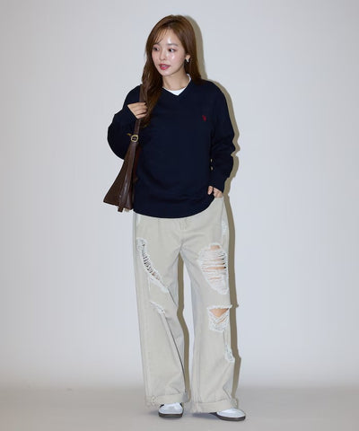 U.S. POLO ASSN. × PUBLUX / 刺繡V領針織衫（日本聯名限定）