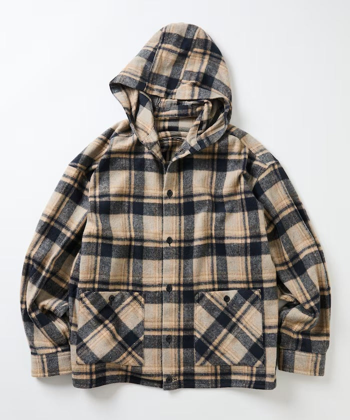 FREAK'S STORE／厚磅法蘭絨格紋連帽襯衫