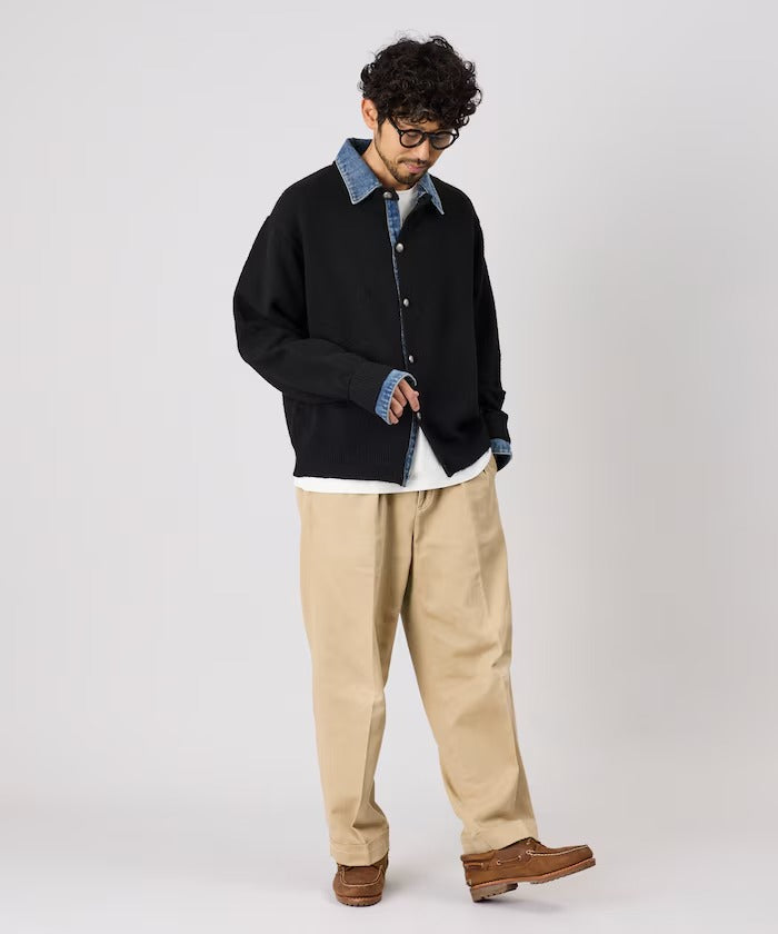 FREAK'S STORE / 牛仔拼接針織開襟衫