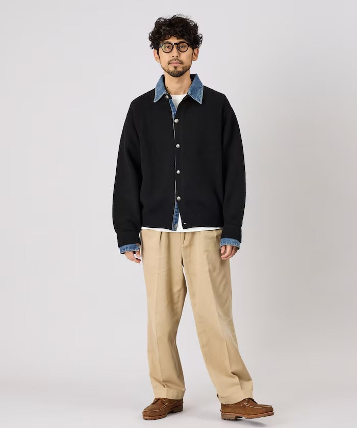 FREAK'S STORE / 牛仔拼接針織開襟衫