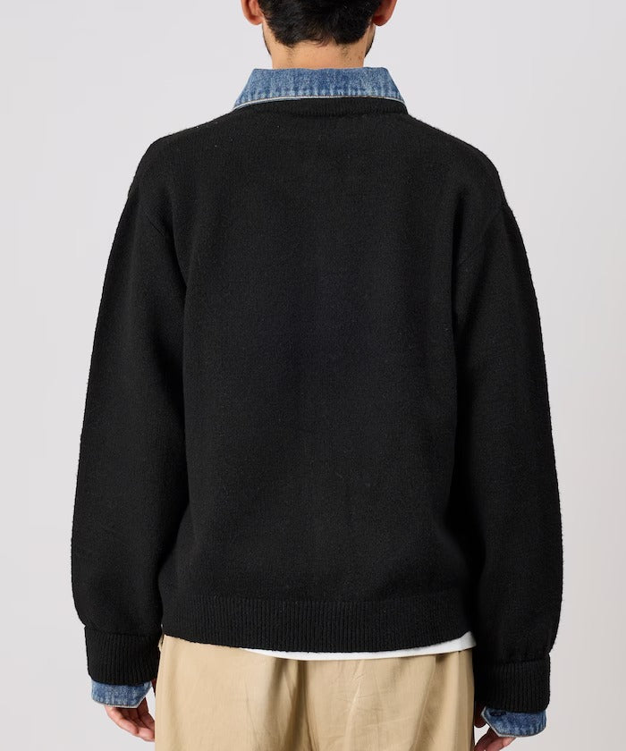 FREAK'S STORE / 牛仔拼接針織開襟衫