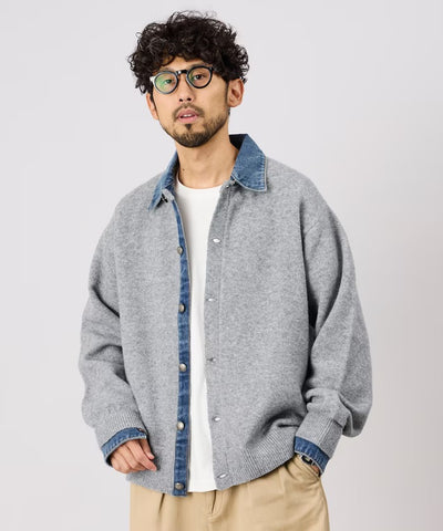 FREAK'S STORE / 牛仔拼接針織開襟衫