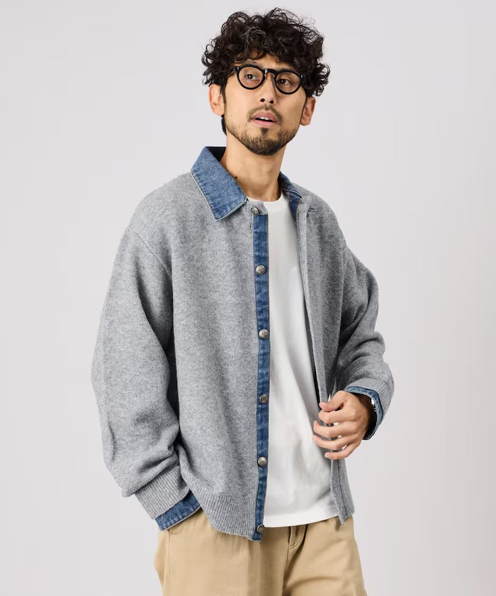 FREAK'S STORE / 牛仔拼接針織開襟衫