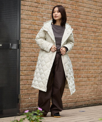NANGA × FREAK'S STORE／女裝 絎縫連帽長版羽絨大衣外套（日本聯名限定）