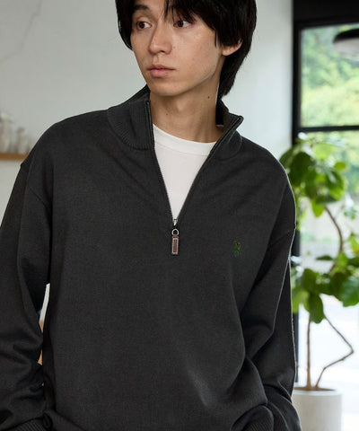 U.S. POLO ASSN. × PUBLUX / 刺繡半拉鍊針織衫（日本聯名限定）