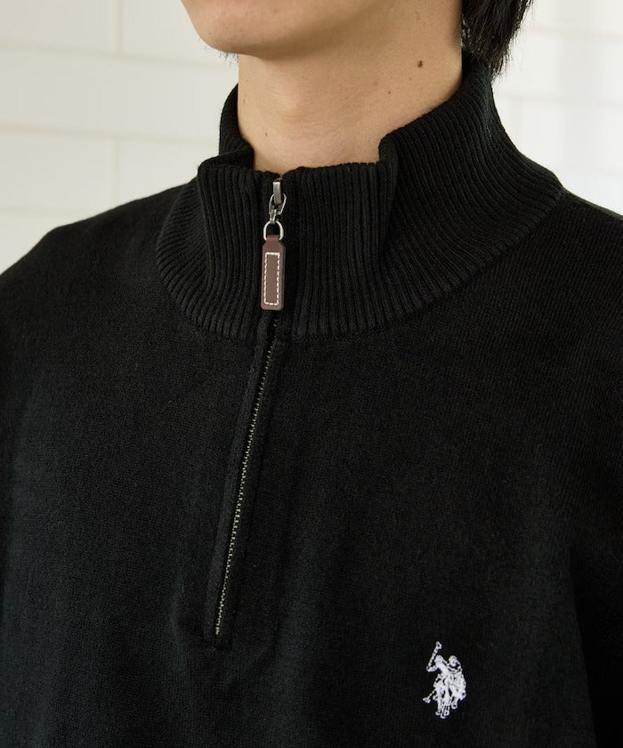 U.S. POLO ASSN. × PUBLUX / 刺繡半拉鍊針織衫（日本聯名限定）
