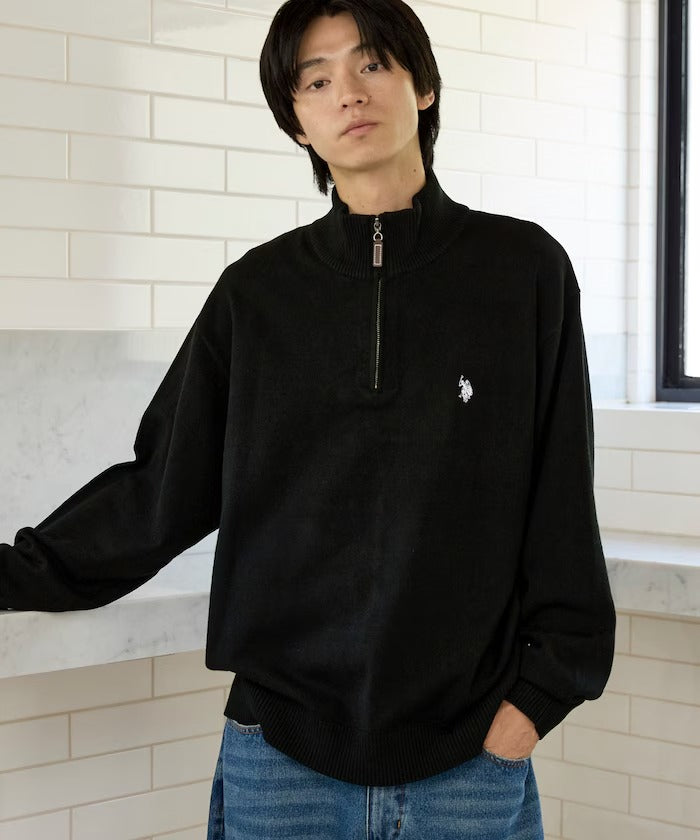 U.S. POLO ASSN. × PUBLUX / 刺繡半拉鍊針織衫（日本聯名限定）
