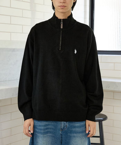 U.S. POLO ASSN. × PUBLUX / 刺繡半拉鍊針織衫（日本聯名限定）