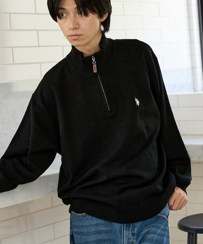 U.S. POLO ASSN. × PUBLUX / 刺繡半拉鍊針織衫（日本聯名限定）