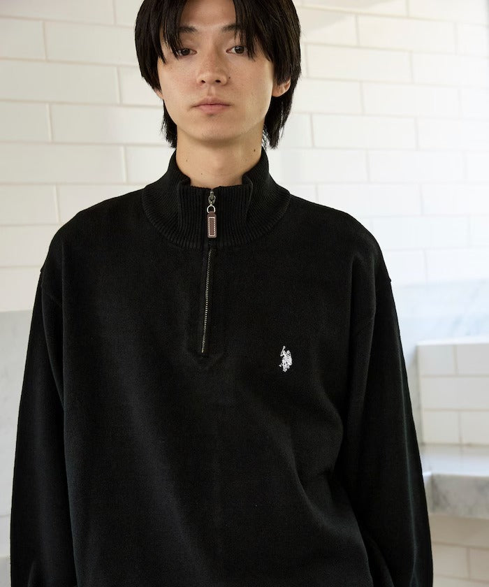 U.S. POLO ASSN. × PUBLUX / 刺繡半拉鍊針織衫（日本聯名限定）