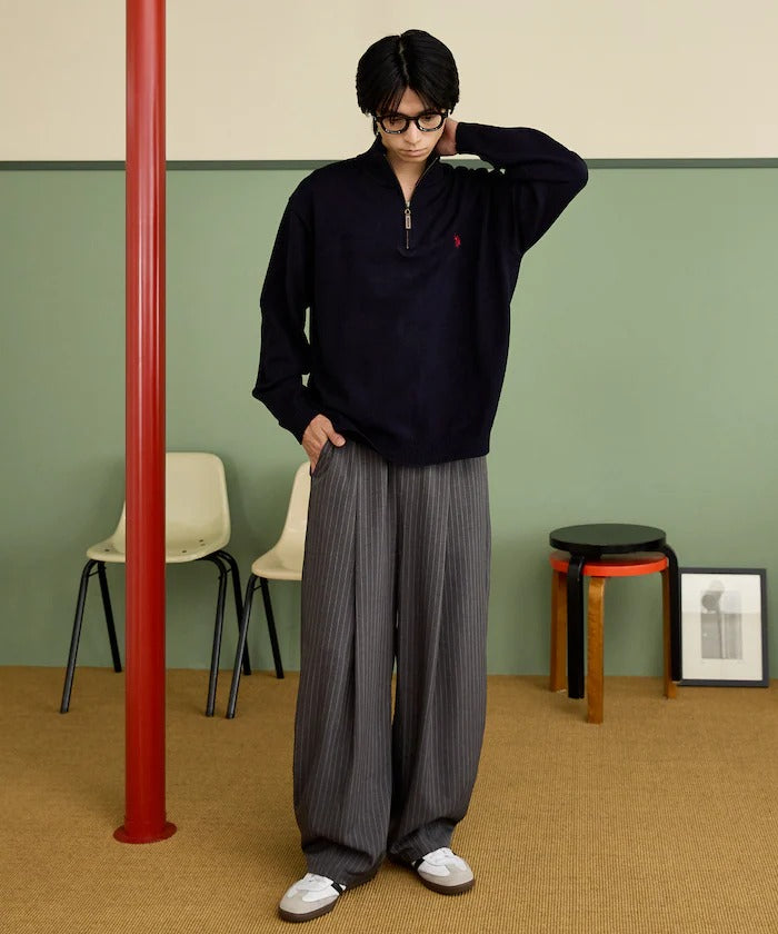 U.S. POLO ASSN. × PUBLUX / 刺繡半拉鍊針織衫（日本聯名限定）