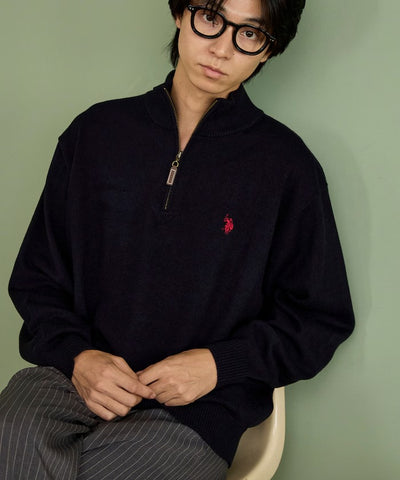 U.S. POLO ASSN. × PUBLUX / 刺繡半拉鍊針織衫（日本聯名限定）