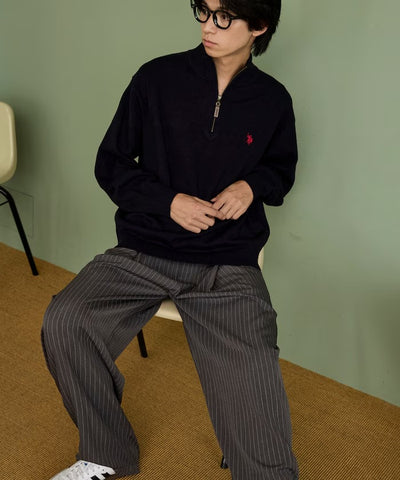 U.S. POLO ASSN. × PUBLUX / 刺繡半拉鍊針織衫（日本聯名限定）