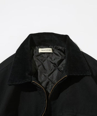 FREAK'S STORE／燈芯絨 拼接 鋪棉短版外套