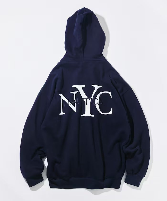 NAUTICA / NYC印花刺繡連帽拉鍊外套