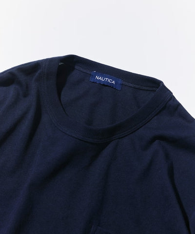 NAUTICA / 旗幟刺繡抽繩下擺長袖口袋T恤