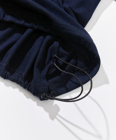 NAUTICA / 旗幟刺繡抽繩下擺長袖口袋T恤
