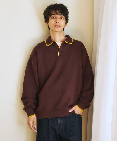 FREAK'S STORE／撞色POLO 假兩件 針織衫