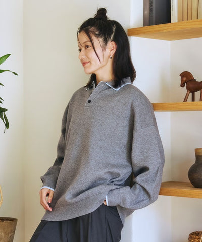 FREAK'S STORE／撞色POLO 假兩件 針織衫