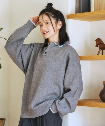FREAK'S STORE／撞色POLO 假兩件 針織衫