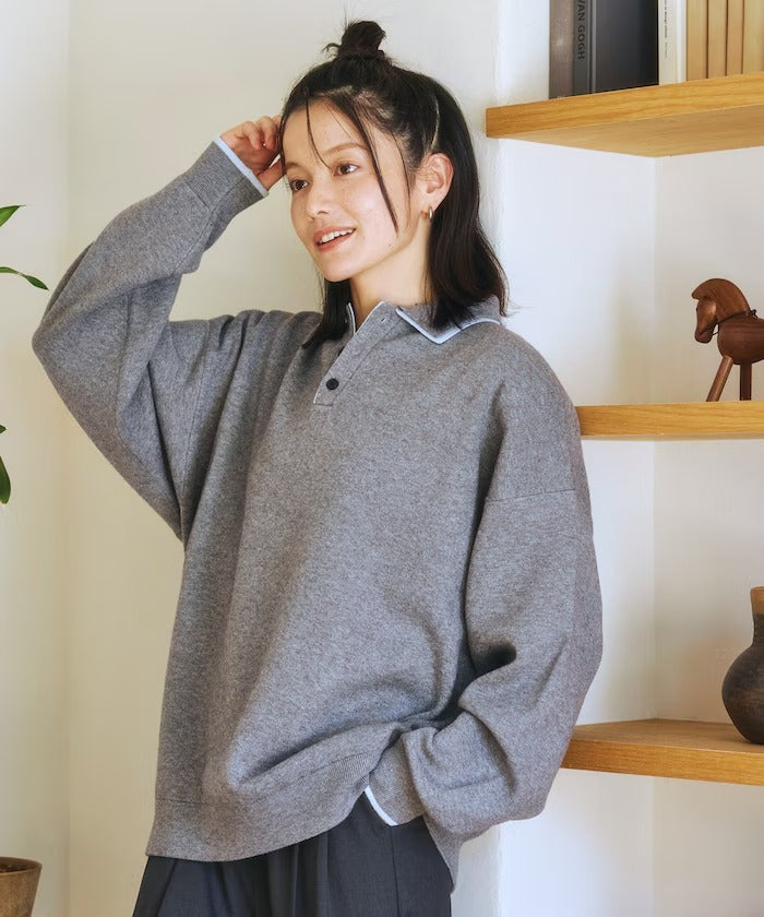 FREAK'S STORE／撞色POLO 假兩件 針織衫