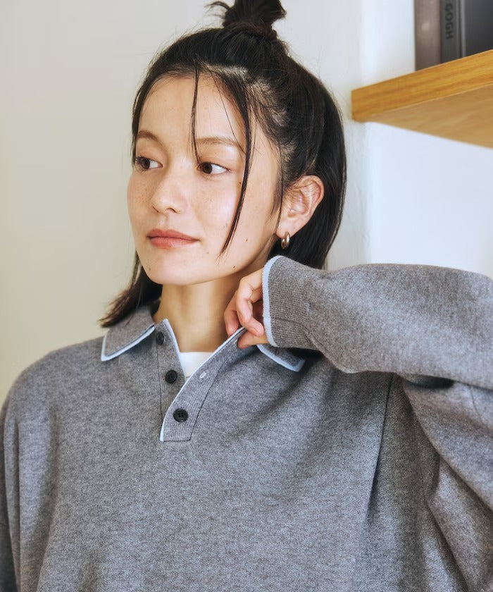 FREAK'S STORE／撞色POLO 假兩件 針織衫