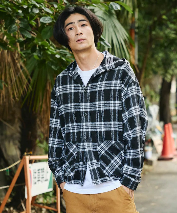 FREAK'S STORE／厚磅法蘭絨格紋連帽襯衫