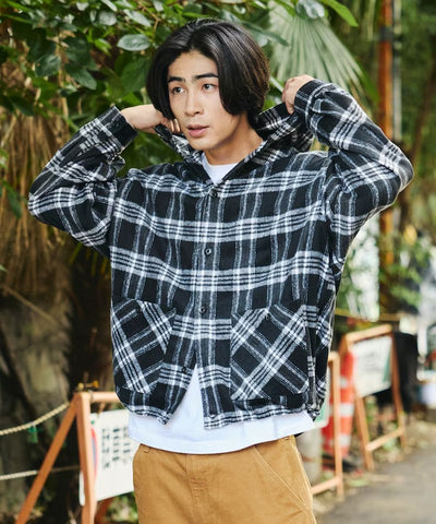 FREAK'S STORE／厚磅法蘭絨格紋連帽襯衫
