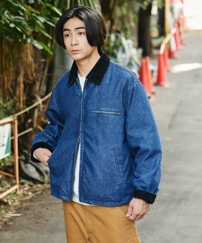FREAK'S STORE／燈芯絨 拼接 鋪棉短版外套