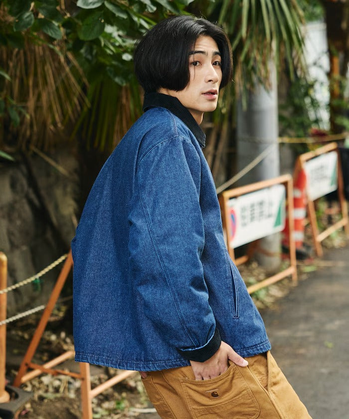 FREAK'S STORE／燈芯絨 拼接 鋪棉短版外套