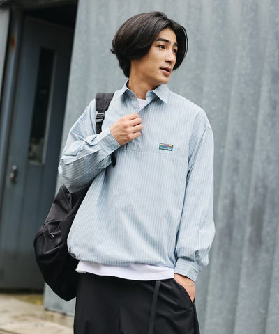 FREAK'S STORE / 標誌格紋半開襟襯衫（抽繩下擺）